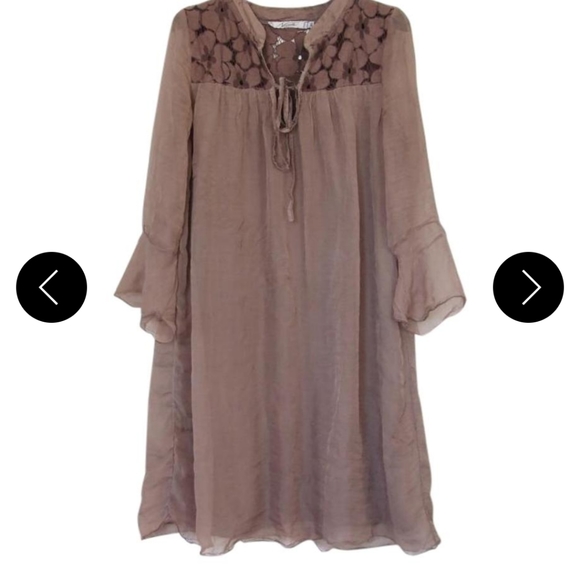 Nicole Dresses & Skirts - Nicole Small Brown Floral Silk Dress Made in Italy